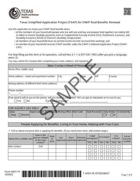 Texas Simplified Application Project (TSAP) for SNAP Food Benefits